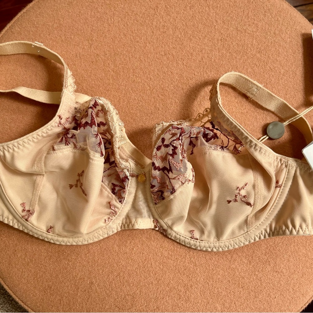 NWT Chantelle Underwire unlined Bra with Floral Embroidery 34B